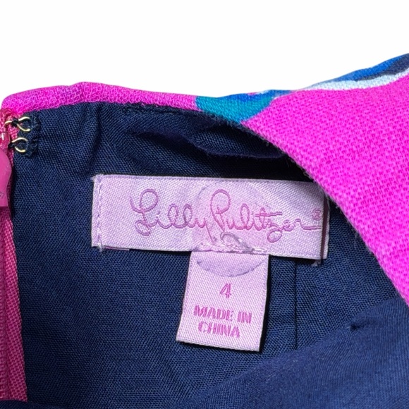 Lilly Pulitzer Hot Pink Kirkland Mambo Shift Children’s Dress Girls 4 - Picture 4 of 7